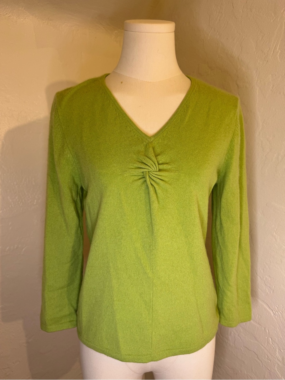 Valerie Stevens V-Neck Twist Front Long Sleeve Top - Lime